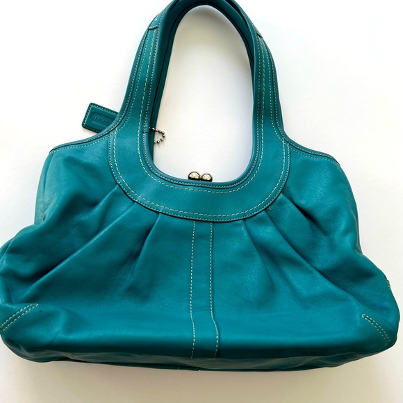 Coach Ergo Kiss Lock Teal Hobo - Picture 2 of 11